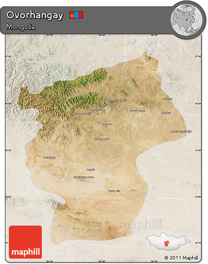 Satellite Map of Ovorhangay, lighten