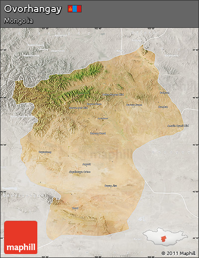 Satellite Map of Ovorhangay, lighten, semi-desaturated