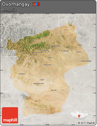 Satellite Map of Ovorhangay, lighten, semi-desaturated