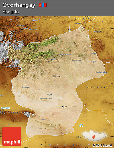 Satellite Map of Ovorhangay, physical outside