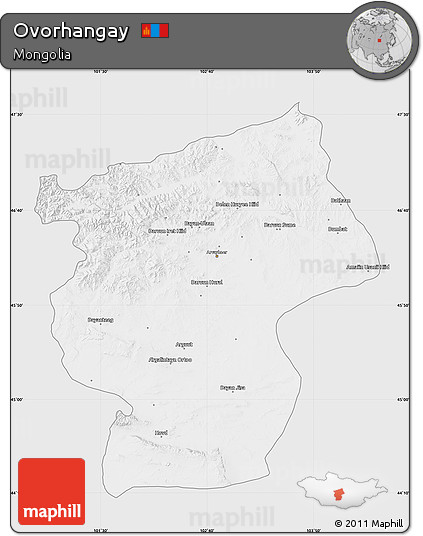 Silver Style Map of Ovorhangay, single color outside