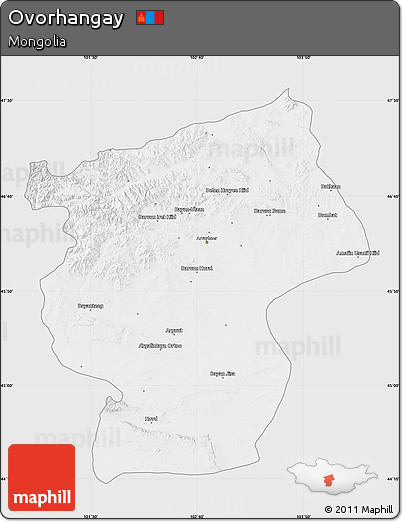 Silver Style Map of Ovorhangay, single color outside