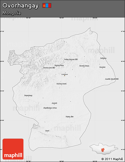 Silver Style Map of Ovorhangay, single color outside