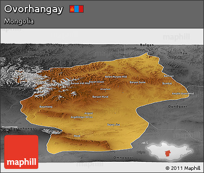 Physical Panoramic Map of Ovorhangay, darken, desaturated