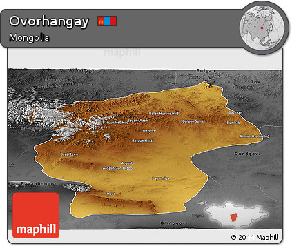Physical Panoramic Map of Ovorhangay, darken, desaturated
