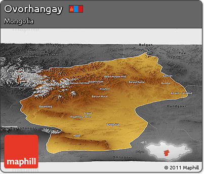 Physical Panoramic Map of Ovorhangay, darken, desaturated