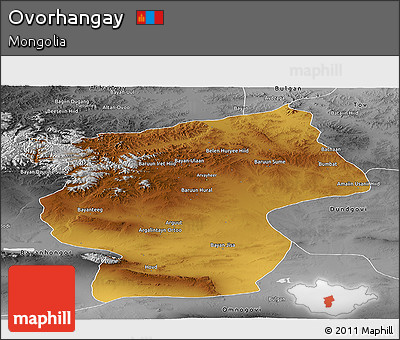 Physical Panoramic Map of Ovorhangay, desaturated