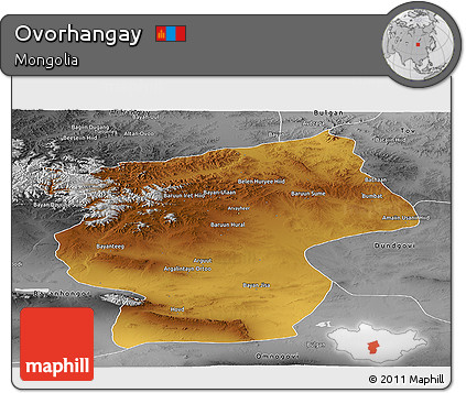 Physical Panoramic Map of Ovorhangay, desaturated