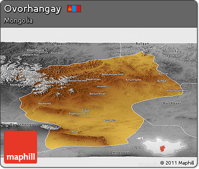 Physical Panoramic Map of Ovorhangay, desaturated