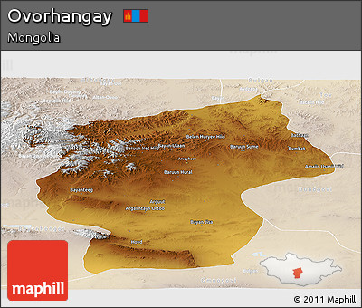 Physical Panoramic Map of Ovorhangay, lighten