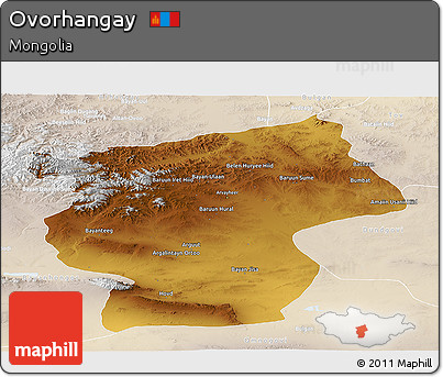 Physical Panoramic Map of Ovorhangay, lighten