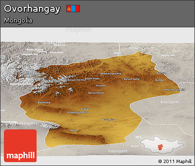 Physical Panoramic Map of Ovorhangay, lighten, semi-desaturated
