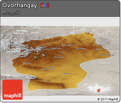 Physical Panoramic Map of Ovorhangay, lighten, semi-desaturated