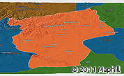 Political Panoramic Map of Ovorhangay, darken