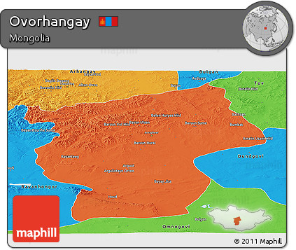 Political Panoramic Map of Ovorhangay