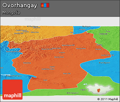 Political Panoramic Map of Ovorhangay