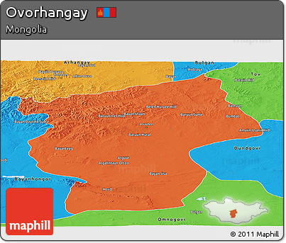 Political Panoramic Map of Ovorhangay