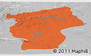 Political Panoramic Map of Ovorhangay, lighten, desaturated