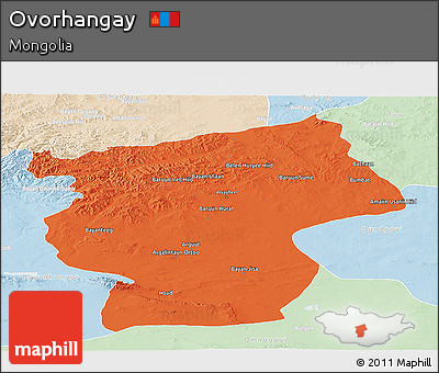Political Panoramic Map of Ovorhangay, lighten