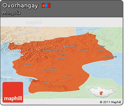Political Panoramic Map of Ovorhangay, lighten