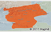 Political Panoramic Map of Ovorhangay, lighten, semi-desaturated