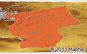 Political Panoramic Map of Ovorhangay, physical outside