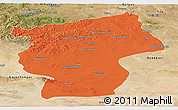 Political Panoramic Map of Ovorhangay, satellite outside