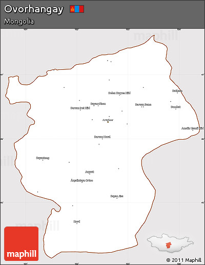 Classic Style Simple Map of Ovorhangay, cropped outside