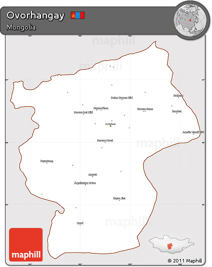 Classic Style Simple Map of Ovorhangay, cropped outside