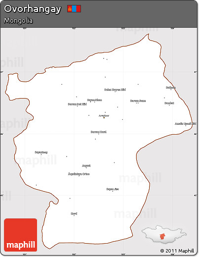 Classic Style Simple Map of Ovorhangay, cropped outside
