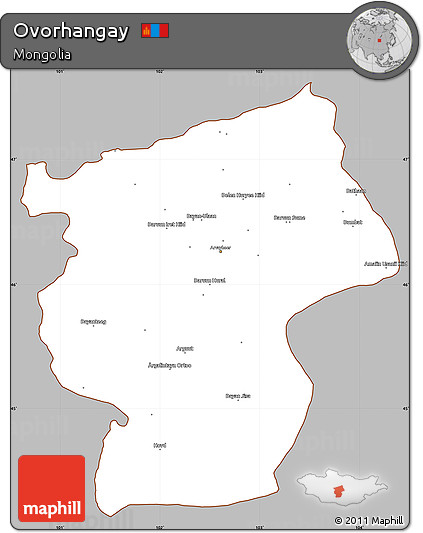 Gray Simple Map of Ovorhangay, cropped outside