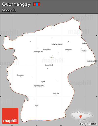 Gray Simple Map of Ovorhangay, cropped outside