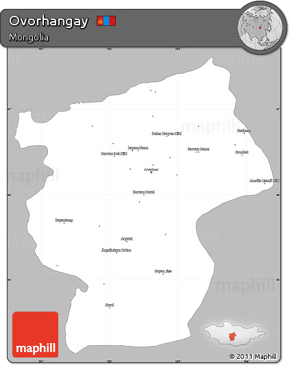 Gray Simple Map of Ovorhangay, single color outside