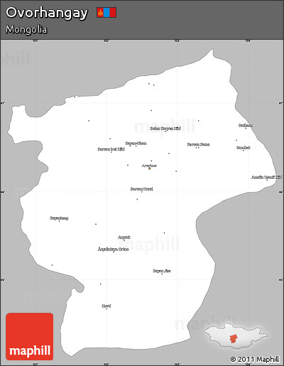 Gray Simple Map of Ovorhangay, single color outside