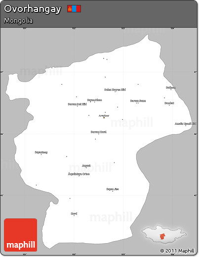 Gray Simple Map of Ovorhangay, single color outside