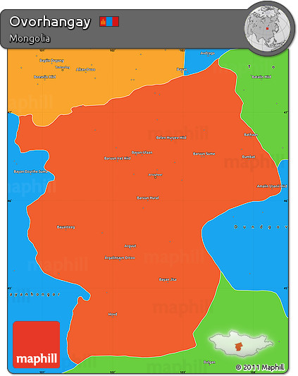 Political Simple Map of Ovorhangay