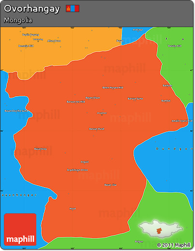 Political Simple Map of Ovorhangay