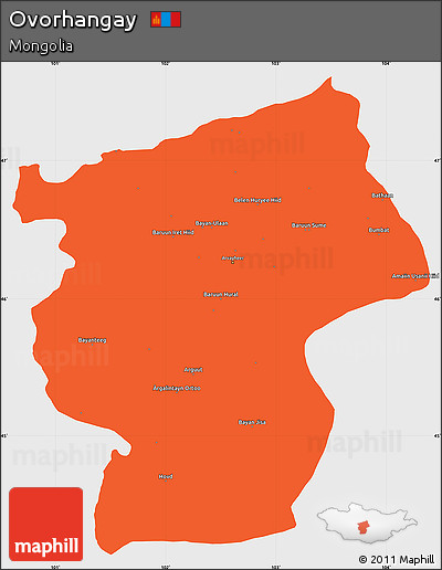 Political Simple Map of Ovorhangay, single color outside