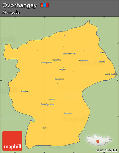 Savanna Style Simple Map of Ovorhangay, cropped outside