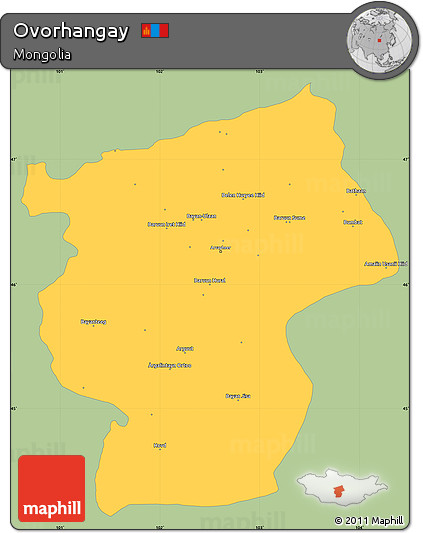 Savanna Style Simple Map of Ovorhangay, single color outside