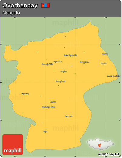Savanna Style Simple Map of Ovorhangay, single color outside