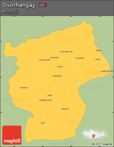 Savanna Style Simple Map of Ovorhangay, single color outside