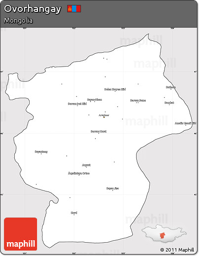 Silver Style Simple Map of Ovorhangay, cropped outside