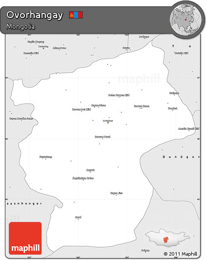 Silver Style Simple Map of Ovorhangay