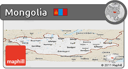Classic Style Panoramic Map of Mongolia