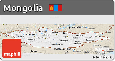 Classic Style Panoramic Map of Mongolia