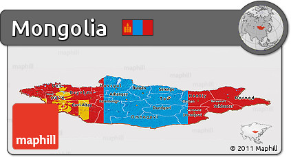 Flag Panoramic Map of Mongolia