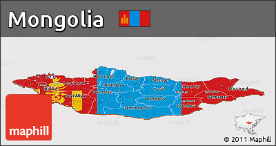 Flag Panoramic Map of Mongolia