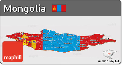 Flag Panoramic Map of Mongolia