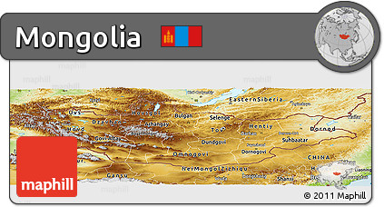 Physical Panoramic Map of Mongolia